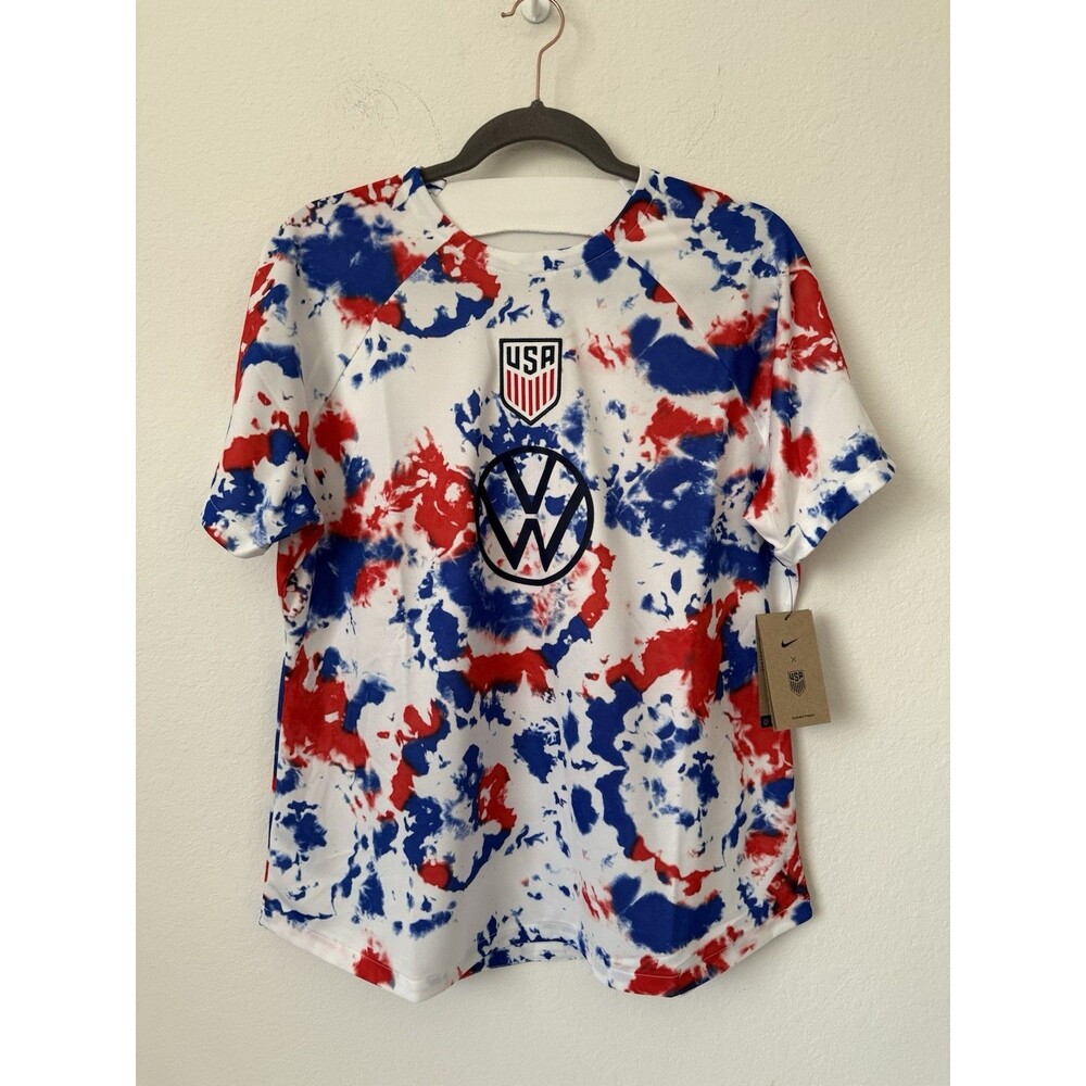 Nike USA 2022 World Cup Pre Match Soccer Tie Dye Jersey DM9625-101 Womens XL NWT